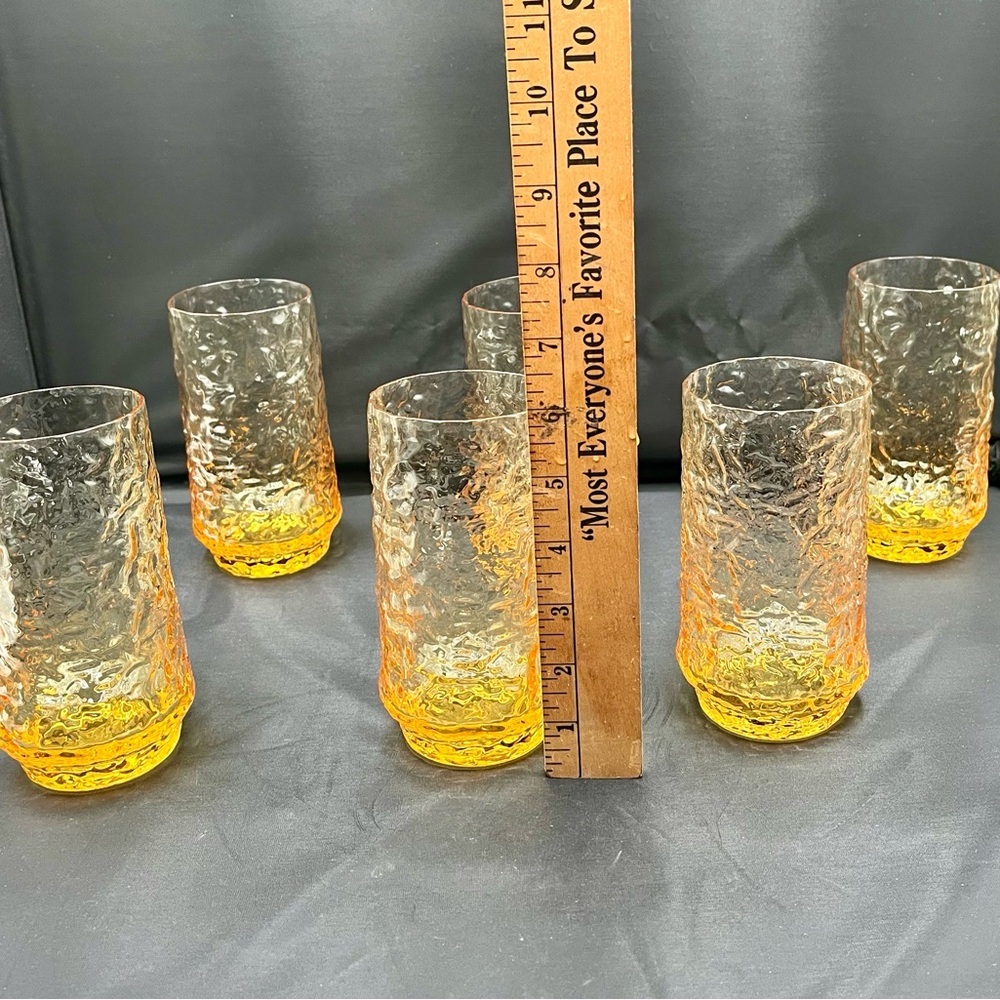 Vintage Anchor Hocking Milano Honey Gold Glasses 12 Oz Set Of 6 - Picture 5 of 12